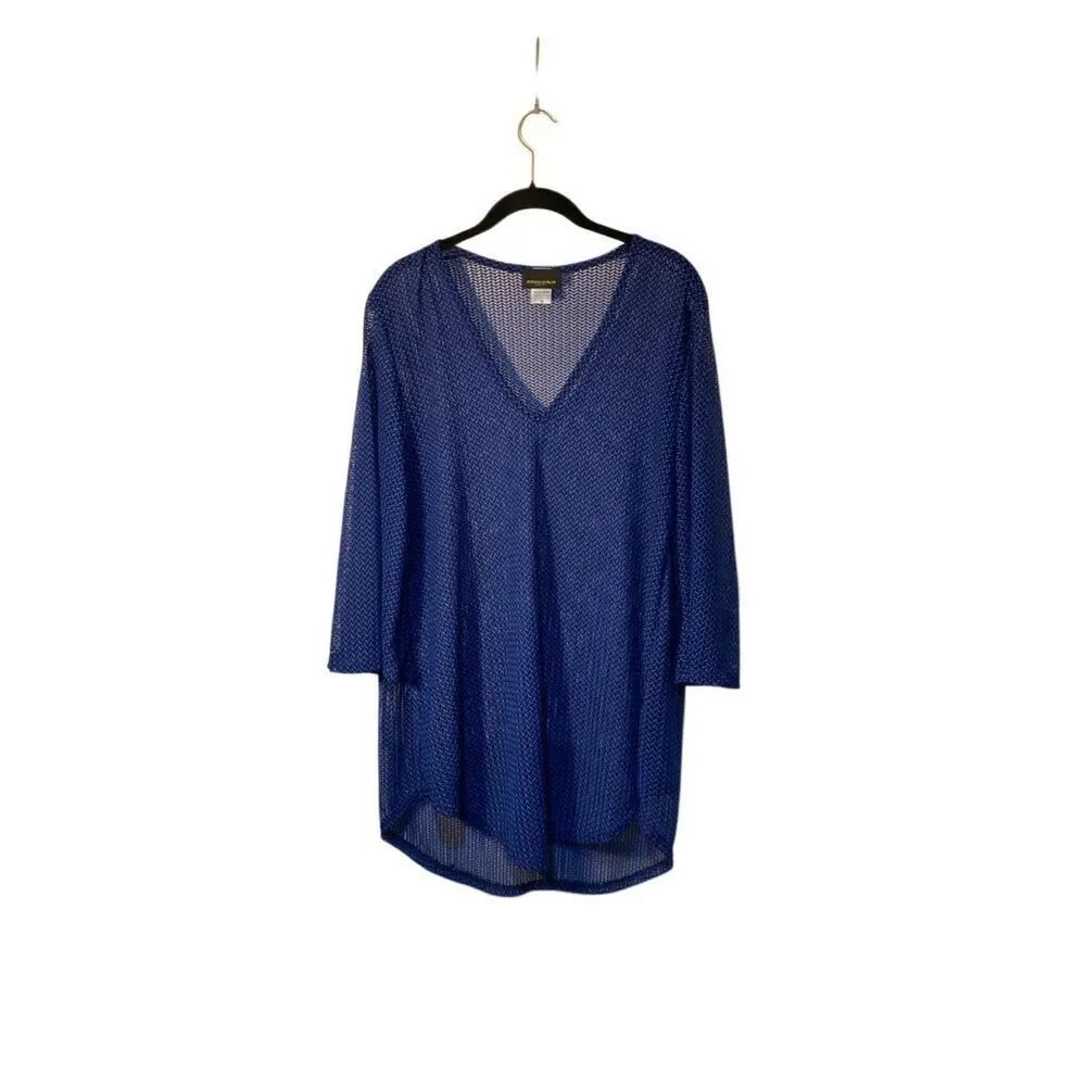 Jordan Taylor women’s crocheted 3/4 sleeve, sheer mesh, cover up medium
